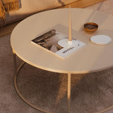 runder Wohnzimmertisch metall beige 