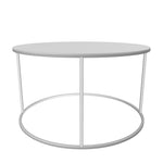 Runder Couchtisch Vesina X - Metallgestell und Blechplatte in weiß | Metallbude