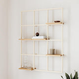 Metallregal RIVO - Wandregal aus Metall in Cashew-Beige mit Massivholzbrettern | Metallbude